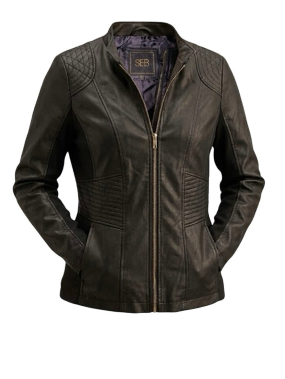 S.E.B. BY SEBBY Faux Leather Jacket in Black Size Large New w/o Tag MSRP $110